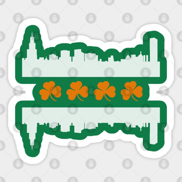 Irish Chicago Skyline Flag Sticker by E